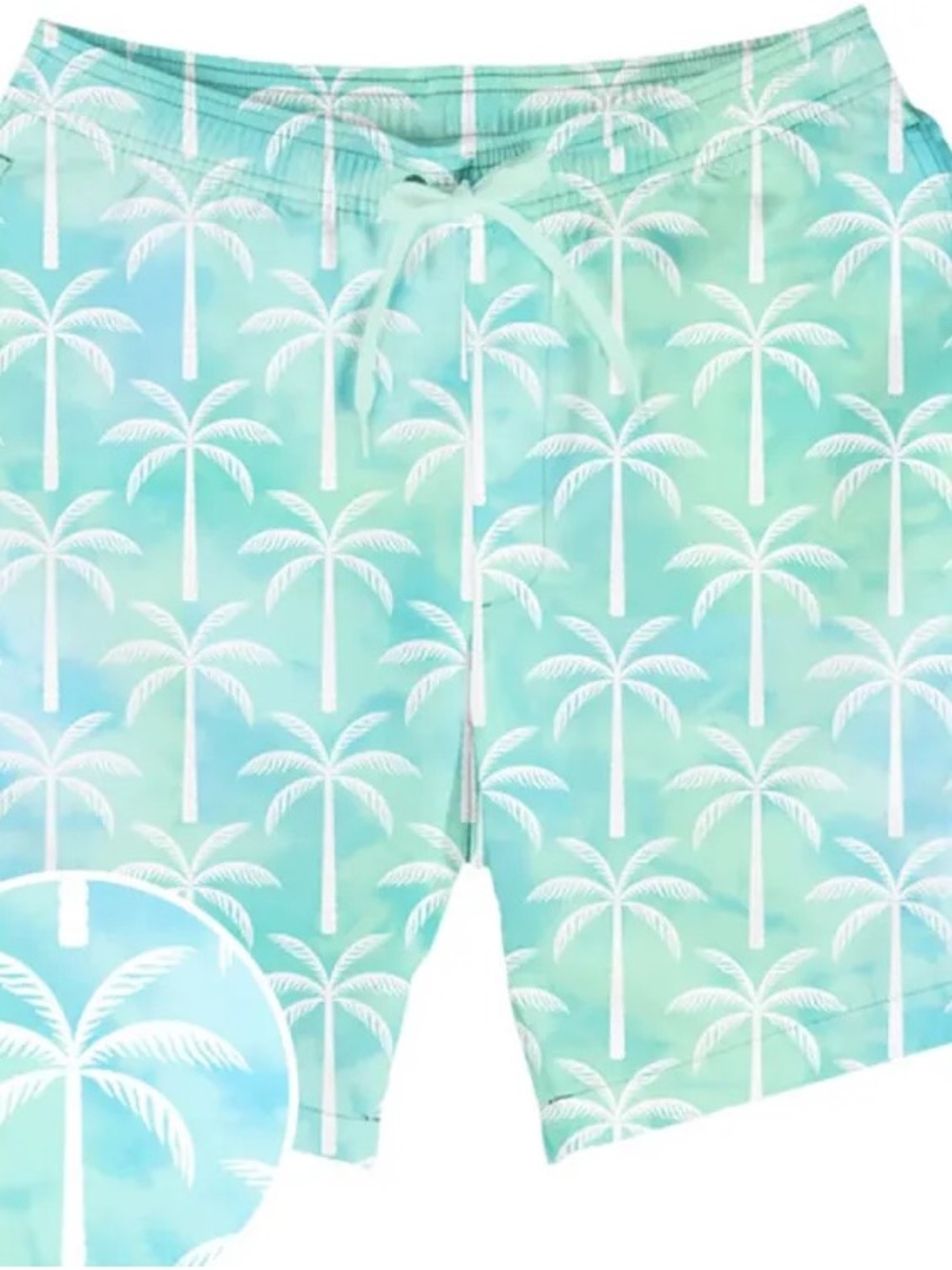Tipsy Elves Aqua & White Palm Tree Print Hybrid Shorts